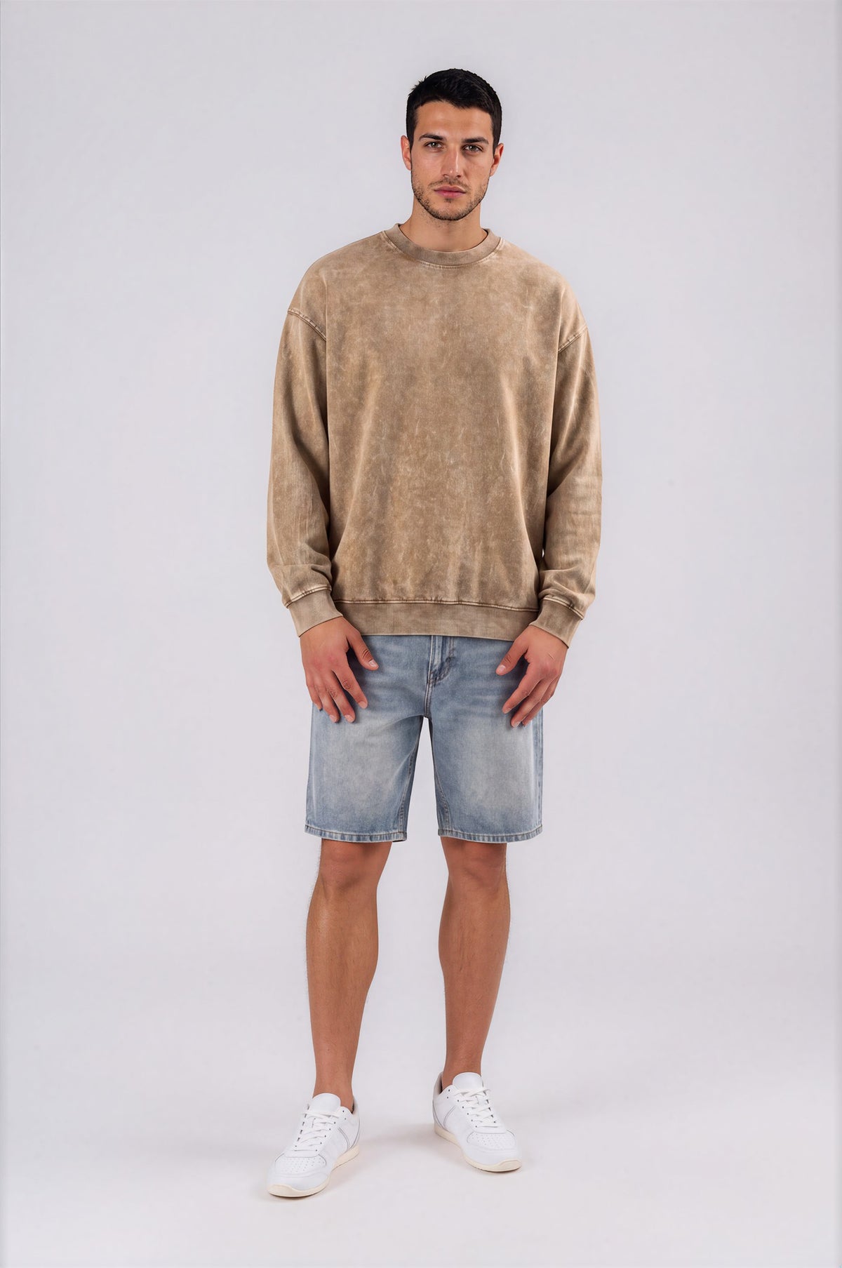 Men's Vintage Wash Denim Shorts - Blue - front - m