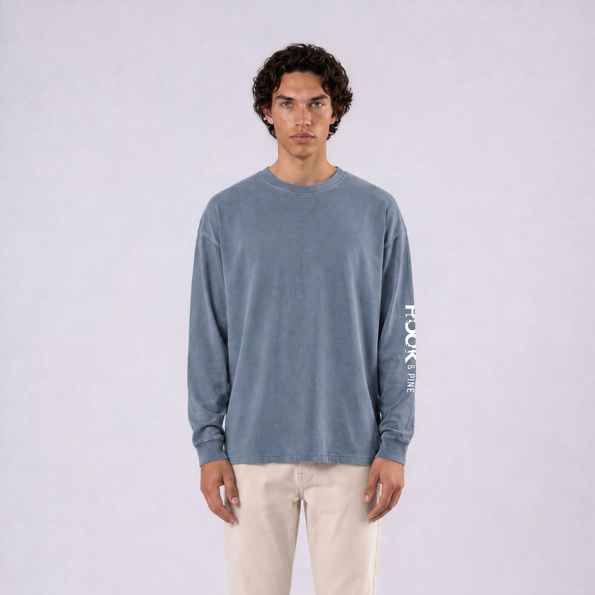 Leaf Vintage Tee - Gray Blue - front