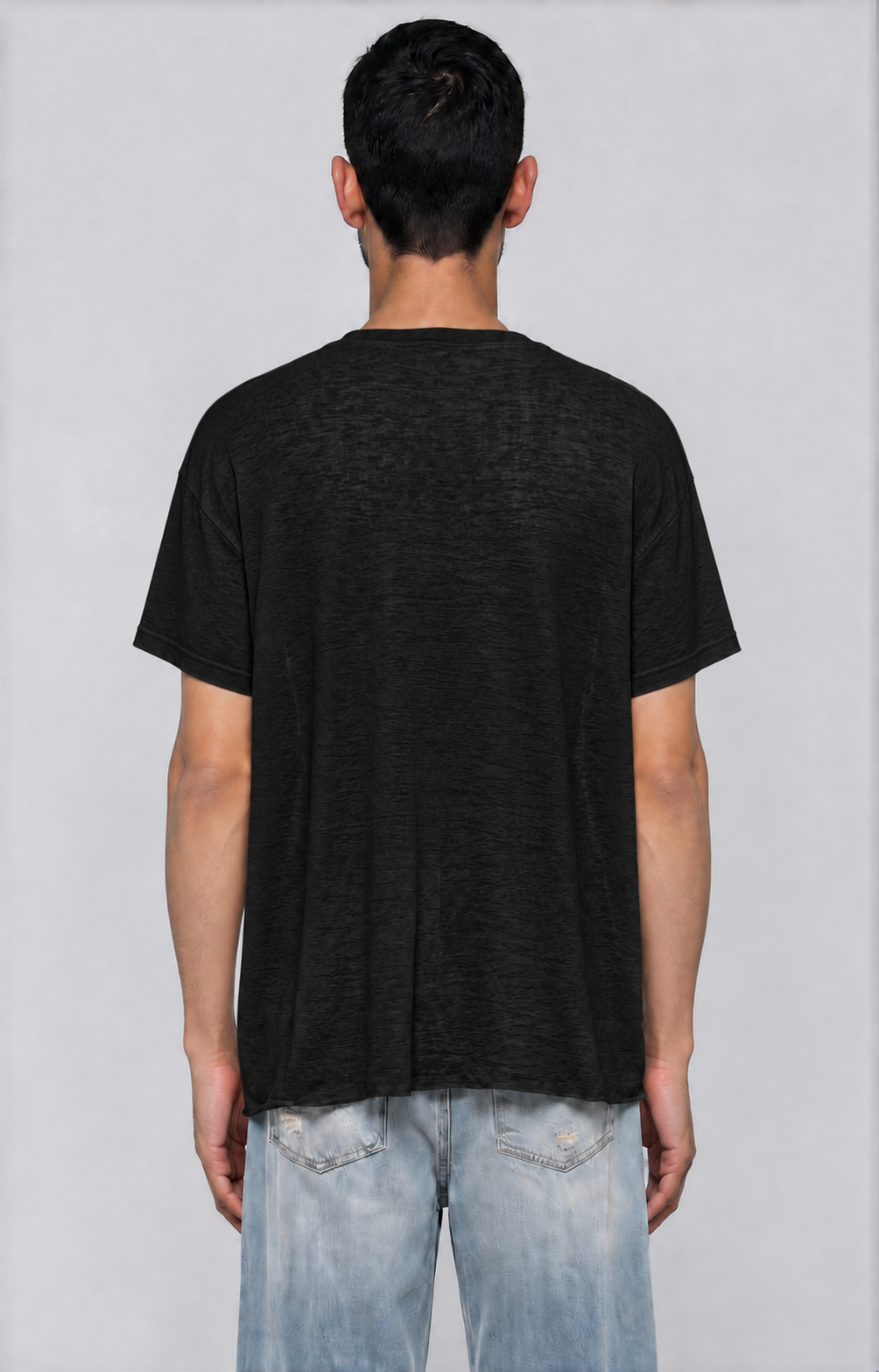 Thin Lyocell Boxy Tee - Black - back - m