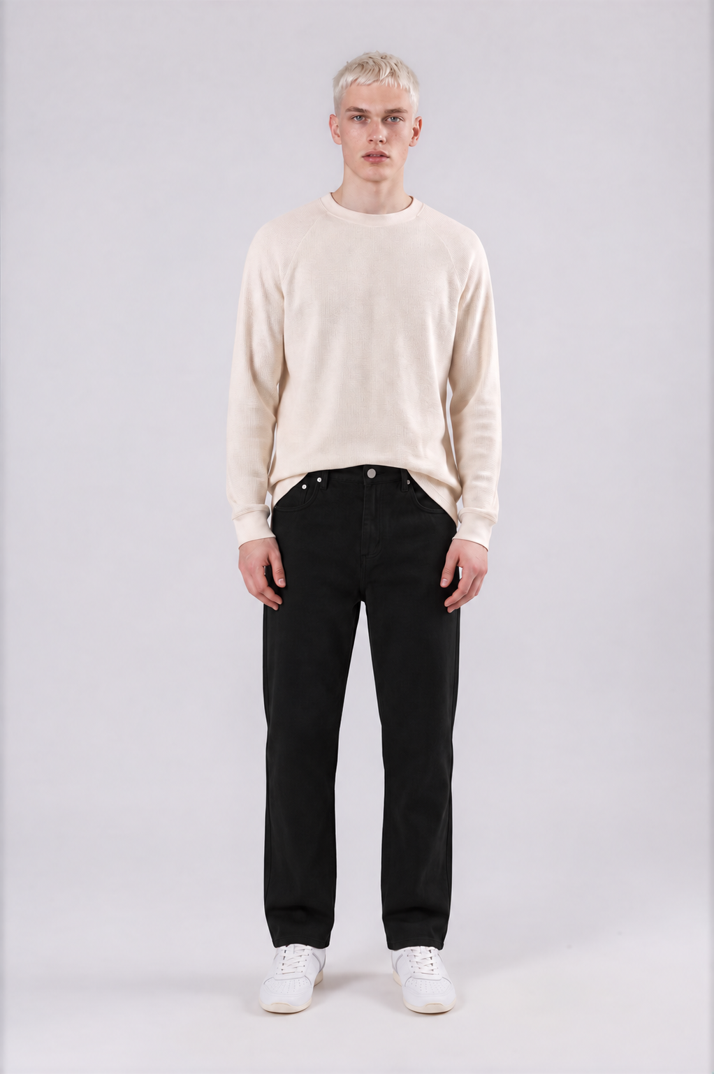 Men’s Vintage Wash Straight Leg Jeans - Black - front - m