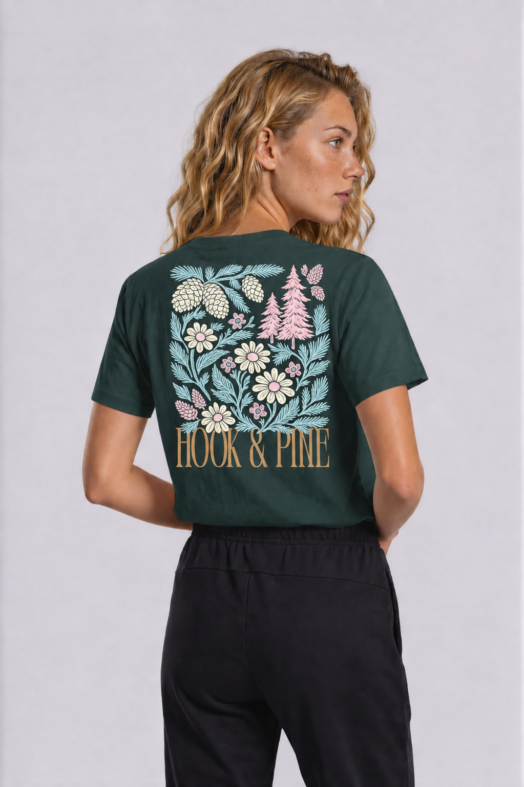 Floral Tee - Vintage Green - back