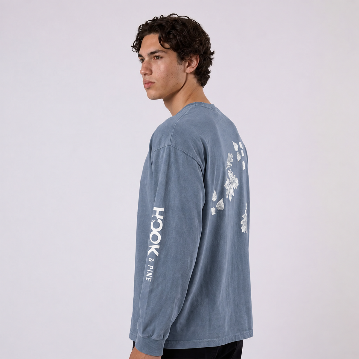 Leaf Vintage Tee - Gray Blue - side