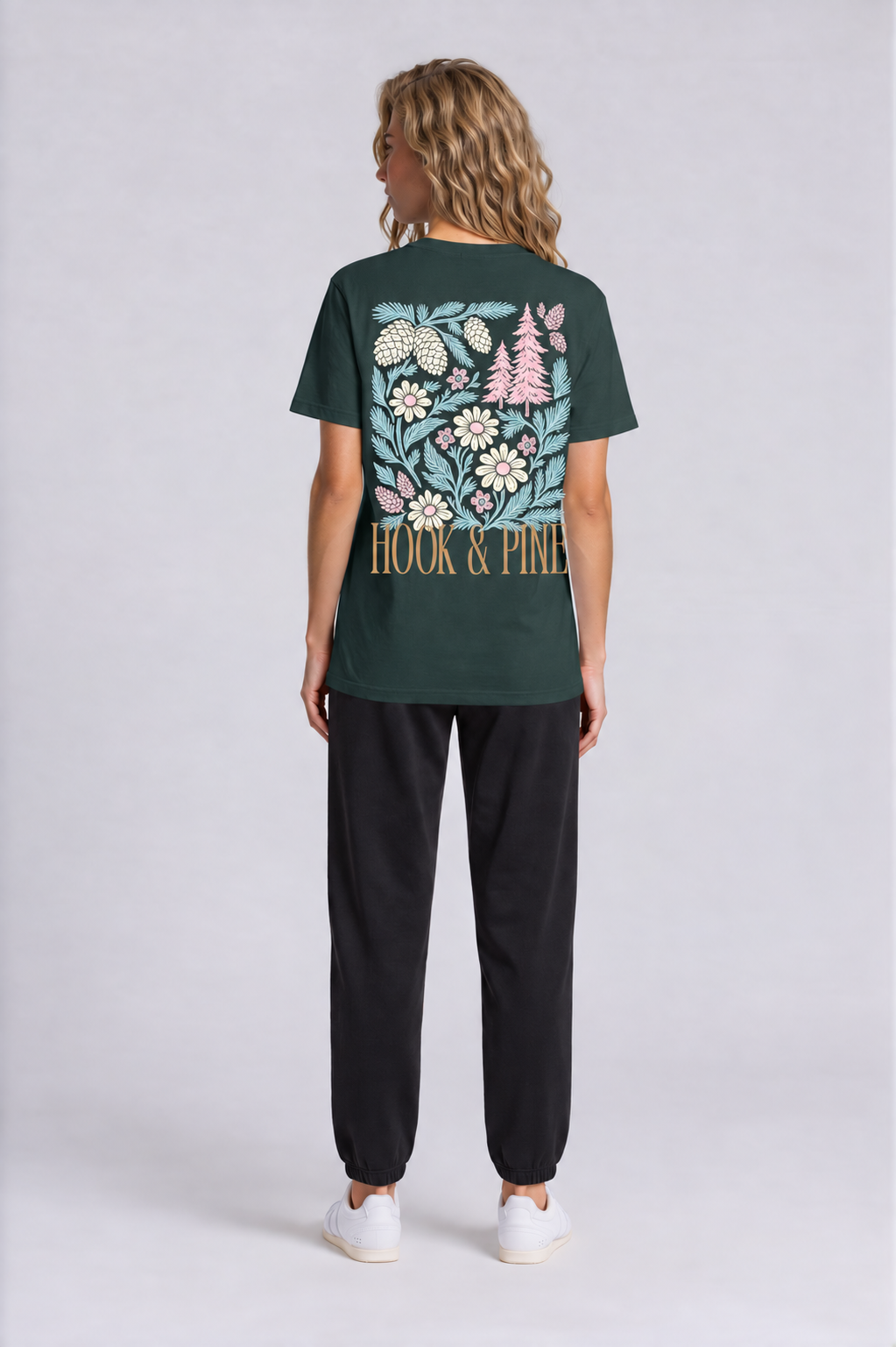 Floral Tee - Vintage Green - front