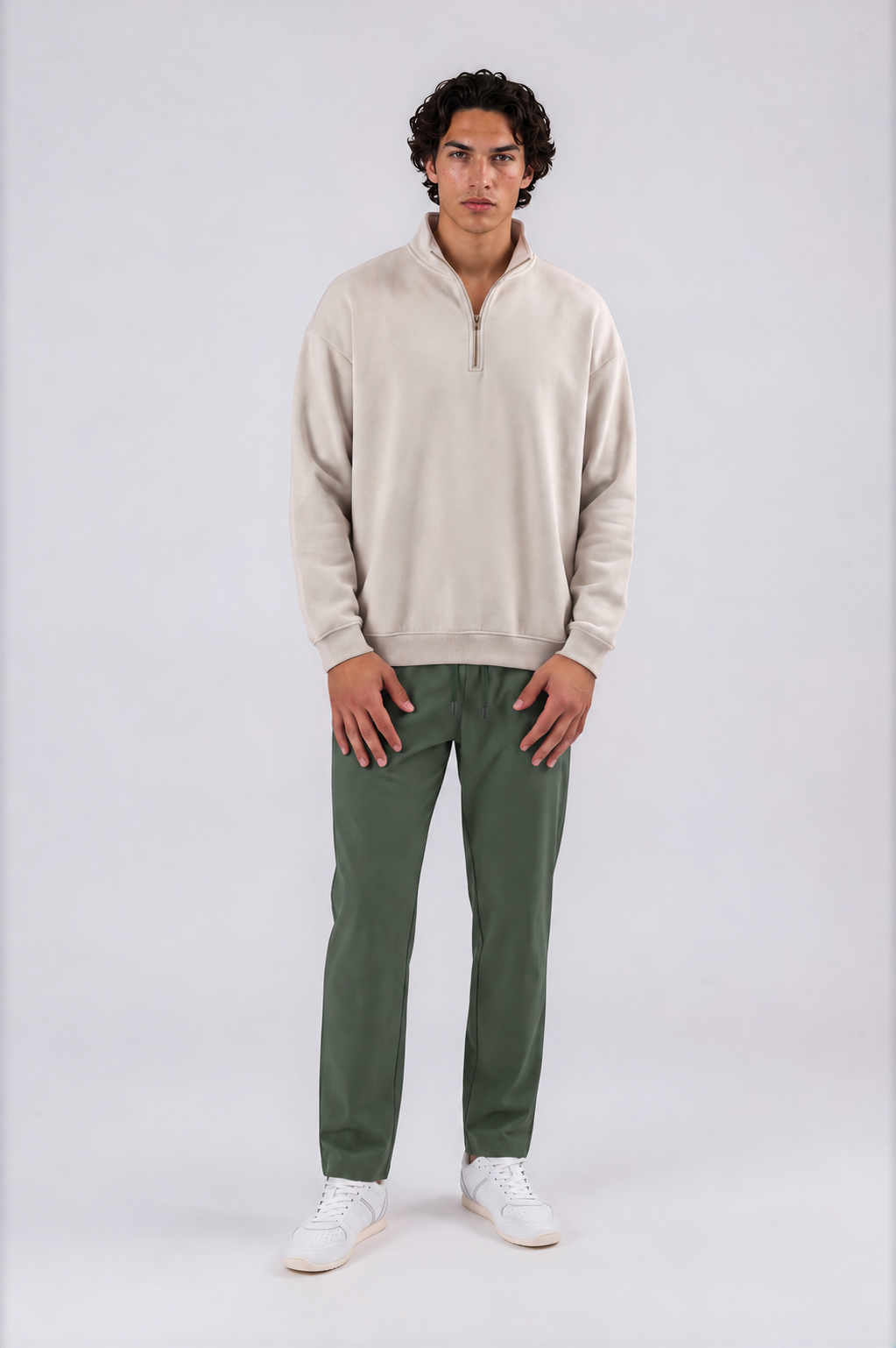 Lightweight Tapered Track Pants - Army Green - front