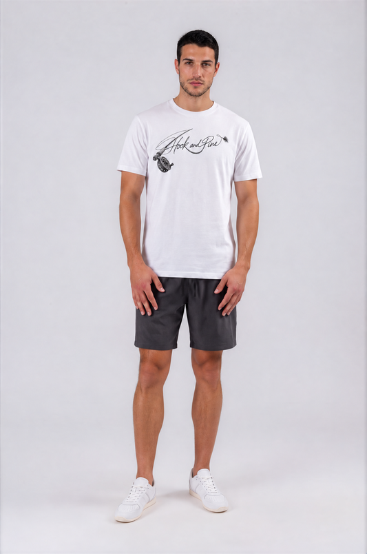 Fly Fishing Logo Tee - White - front
