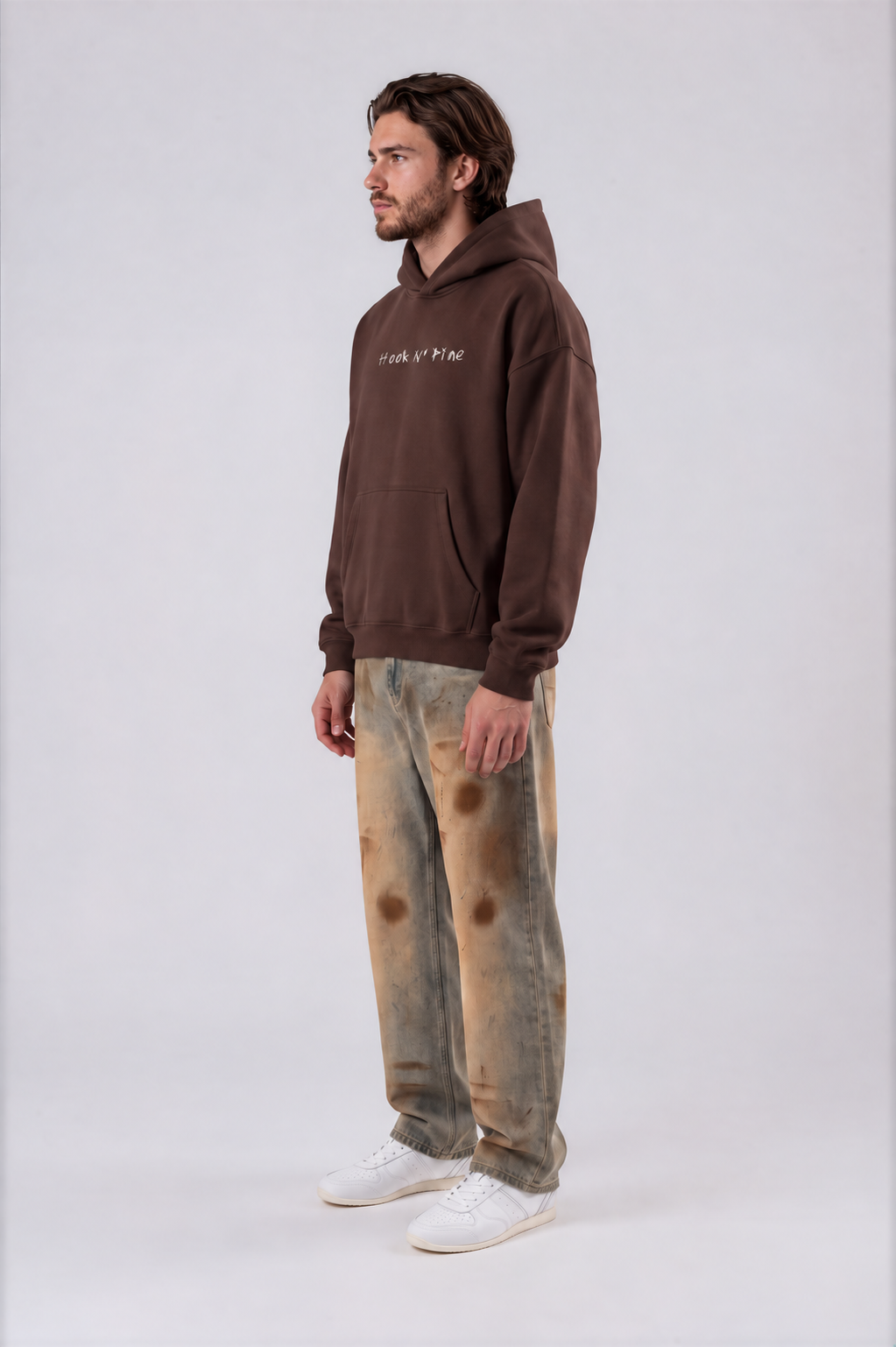 Spooky Logo Oversized Boxy Hoodie - Coffee - side - m