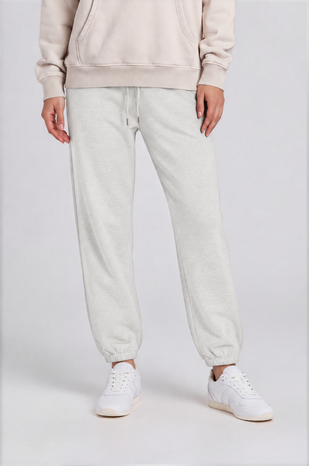 Women's Jogger Sweatpants - Oat Gray - front detail