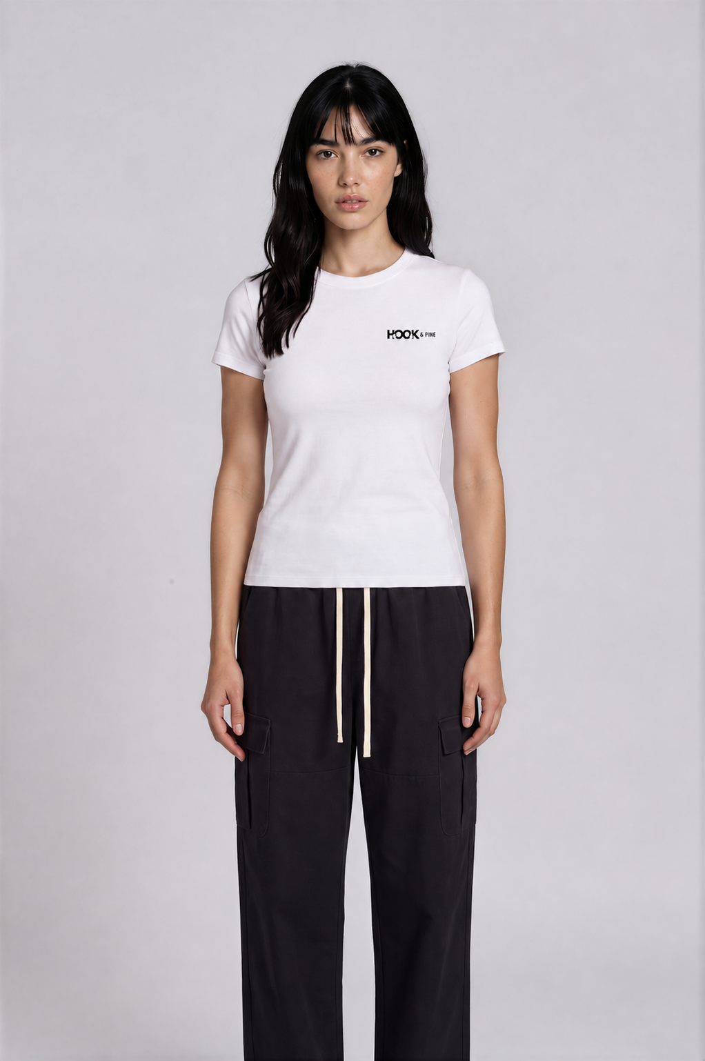 Women's Black Caiman Crewneck Tee - White - front