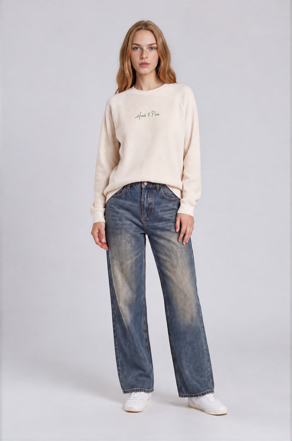 Vintage Boxy Waffle Tee - Light Apricot - front - w