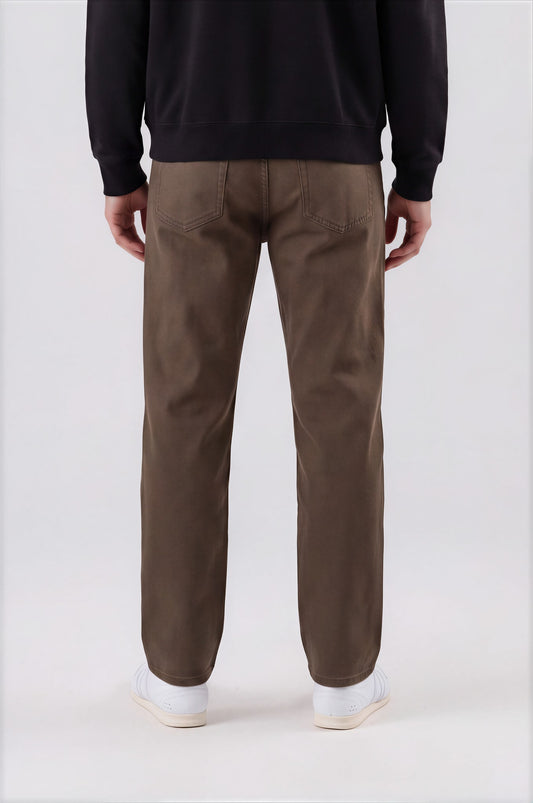 Men’s Vintage Wash Straight Leg Jeans - Brown - detail