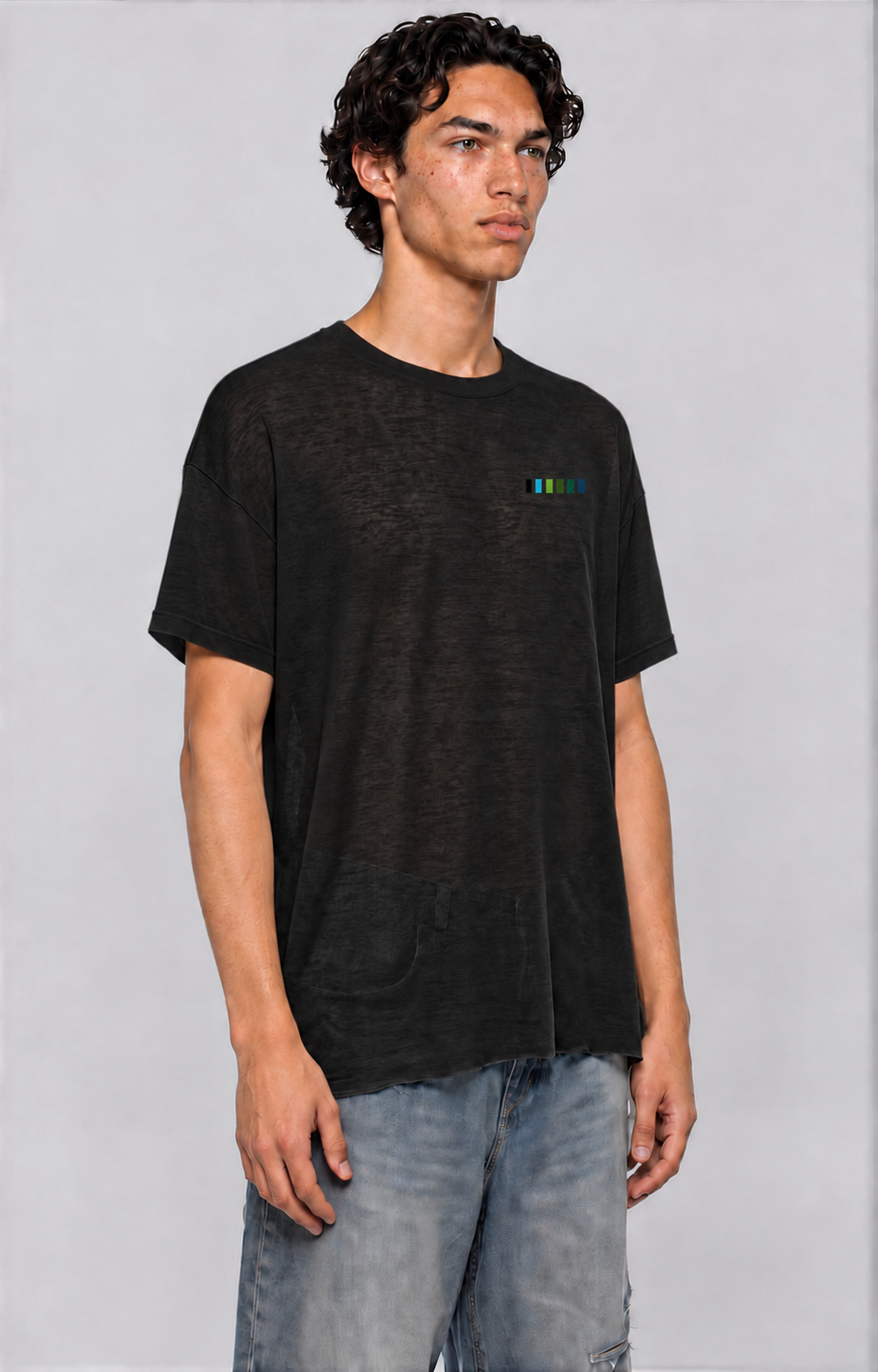Thin Lyocell Boxy Tee - Black - side - m