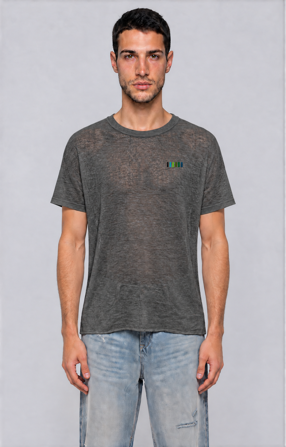 Thin Lyocell Boxy Tee - Gray - front - m