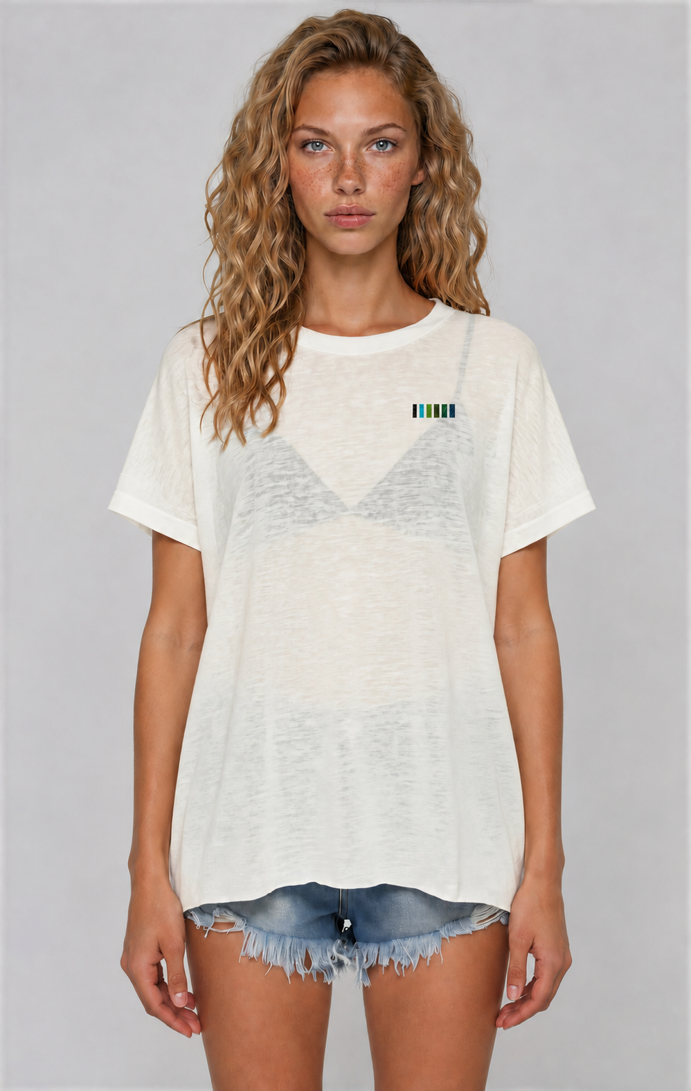 Thin Lyocell Boxy Tee - White - front - w
