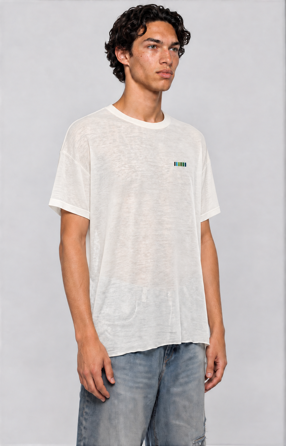 Thin Lyocell Boxy Tee - White - side - m