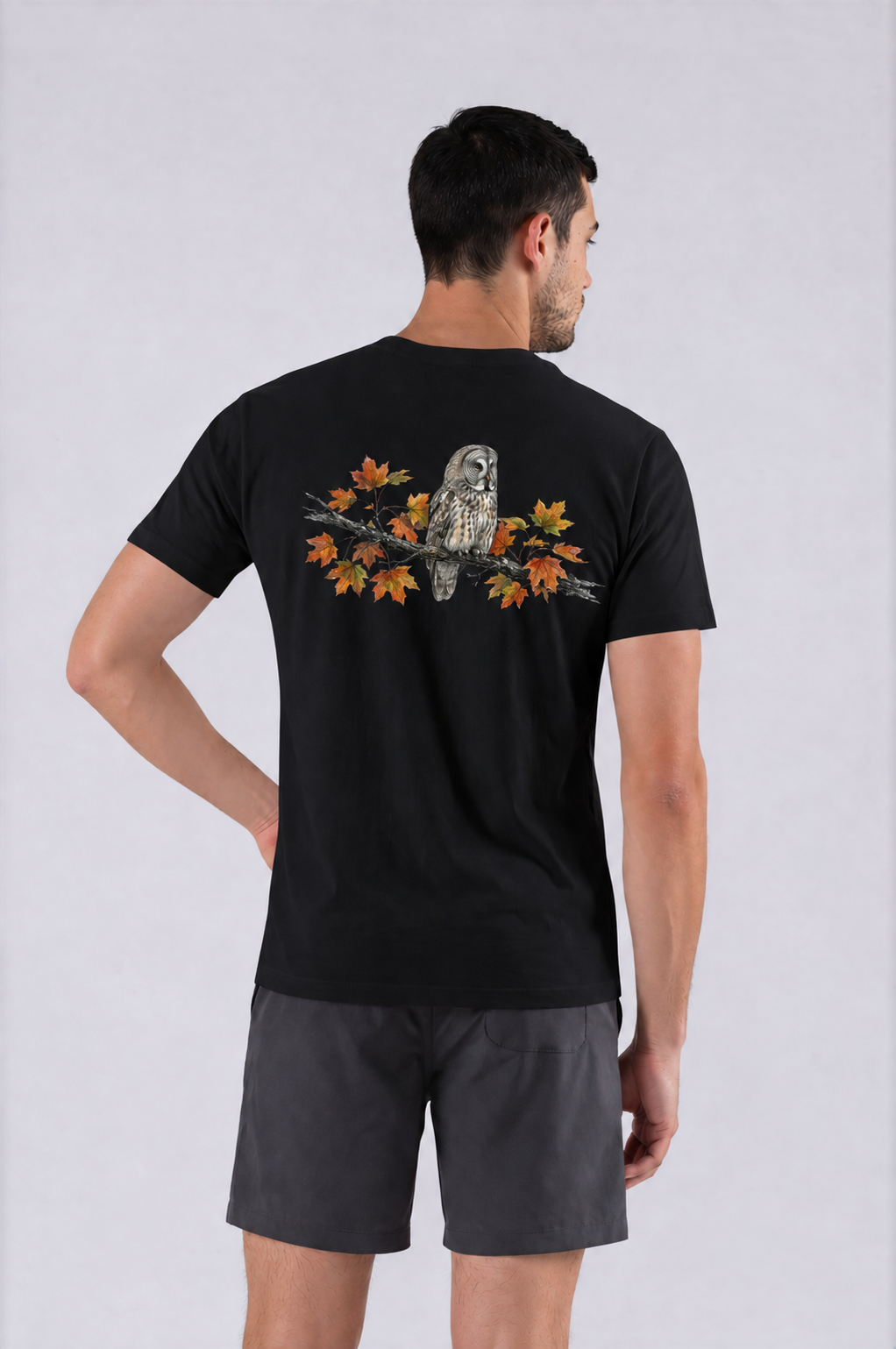 Great Grey Owl Tee - Black - back - m