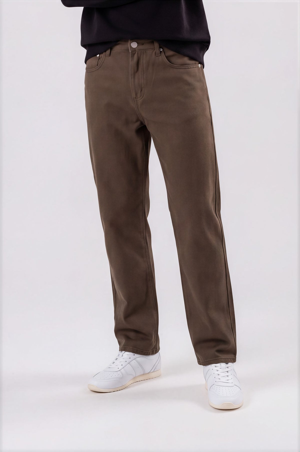 Men’s Vintage Wash Straight Leg Jeans - Brown - detail