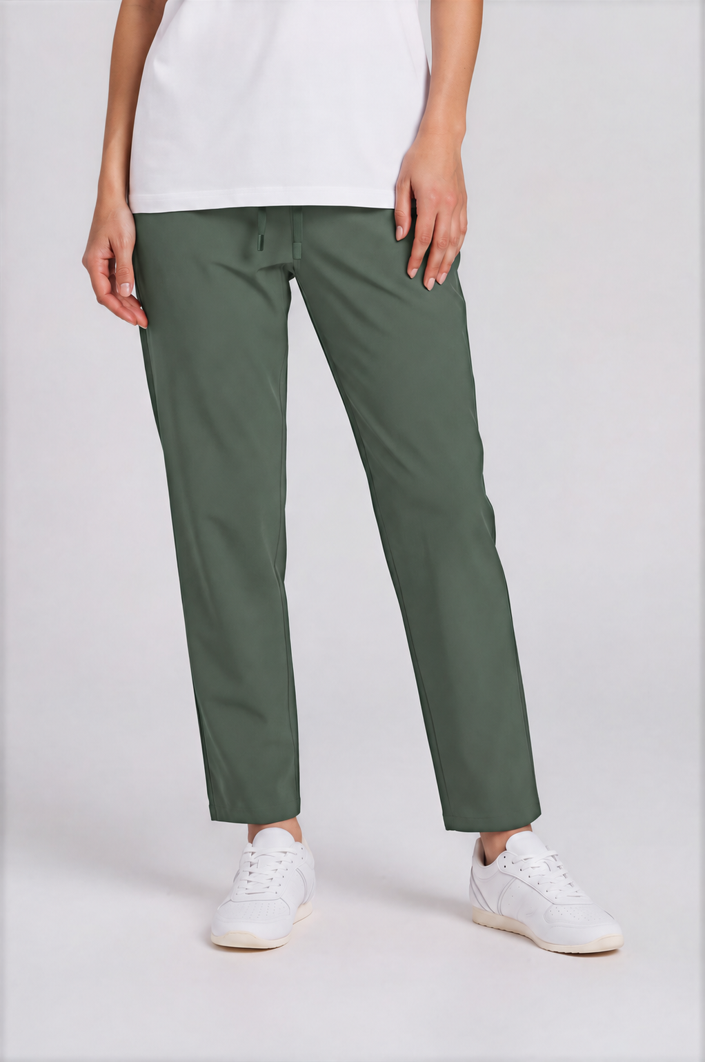 Lightweight Tapered Track Pants - Army Green - back detail