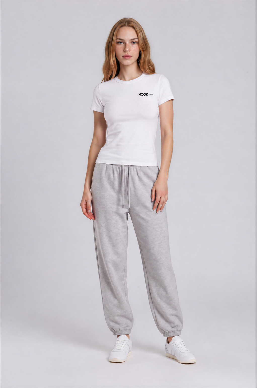 Women's Black Caiman Crewneck Tee - White - front