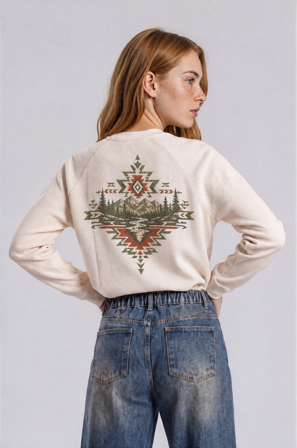 Vintage Boxy Waffle Tee - Light Apricot - back - w