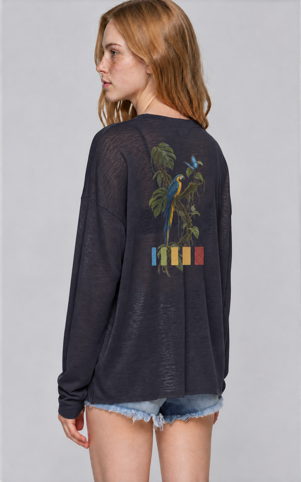 Macaw Lightweight Longsleeve - Navy Blue - back - w