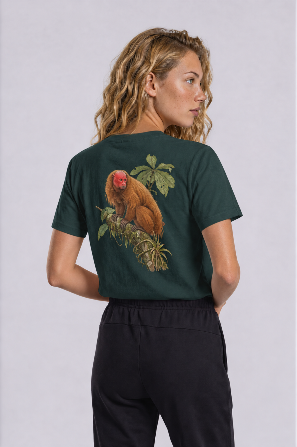 Bald Uakari Tee - Vintage Green - back