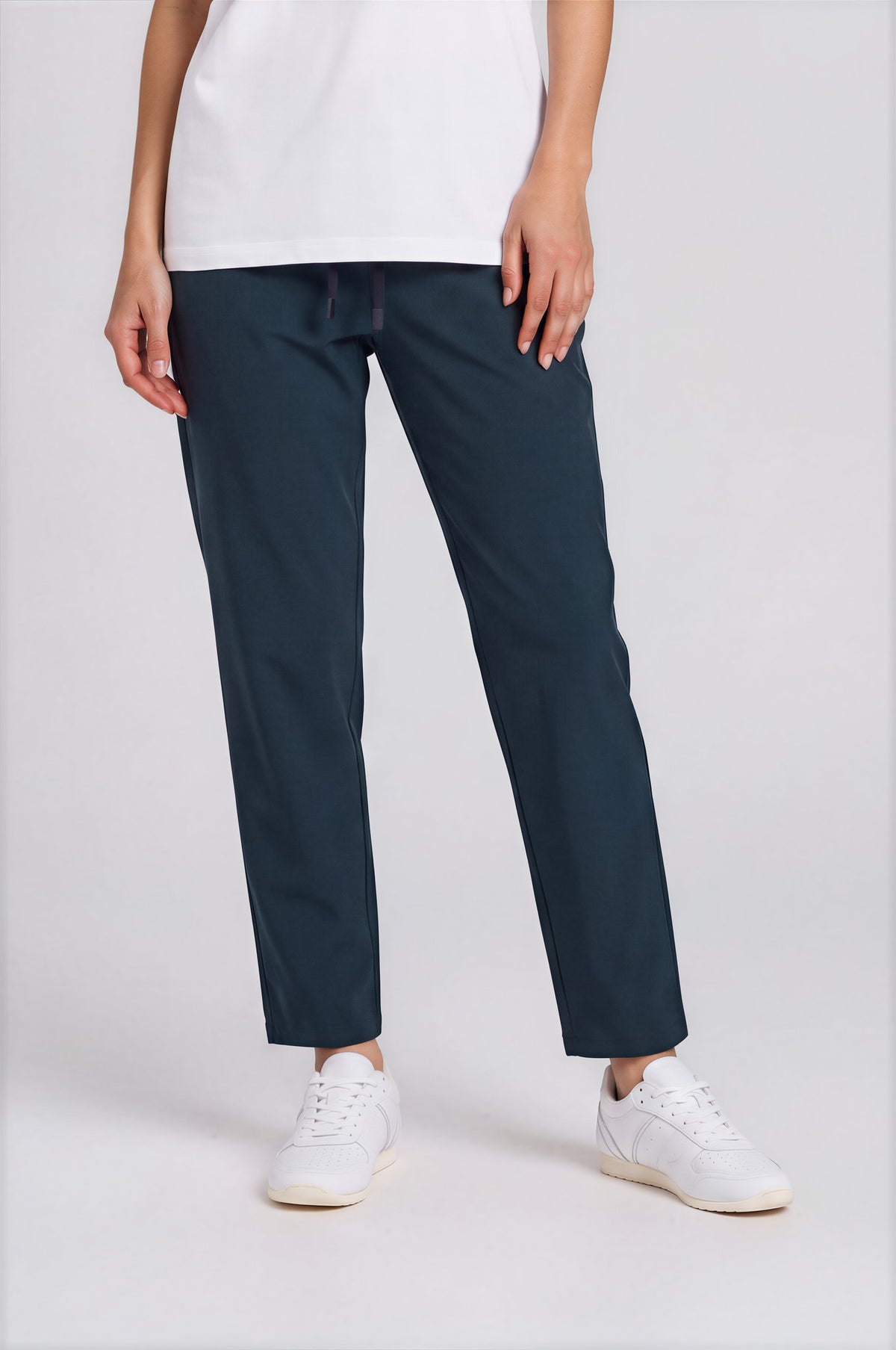 Lightweight Tapered Track Pants - Navy Blue - front detail