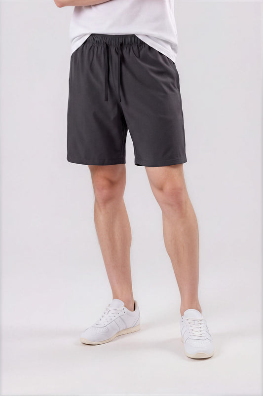 Men's Lightweight Drawstring Shorts - Dark Gray - front detail