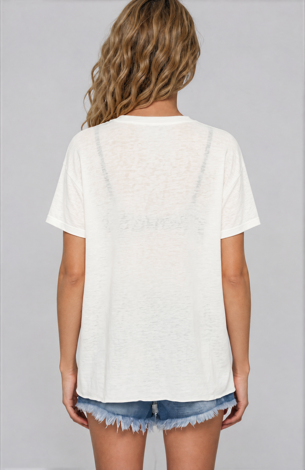 Thin Lyocell Boxy Tee - White - back - w