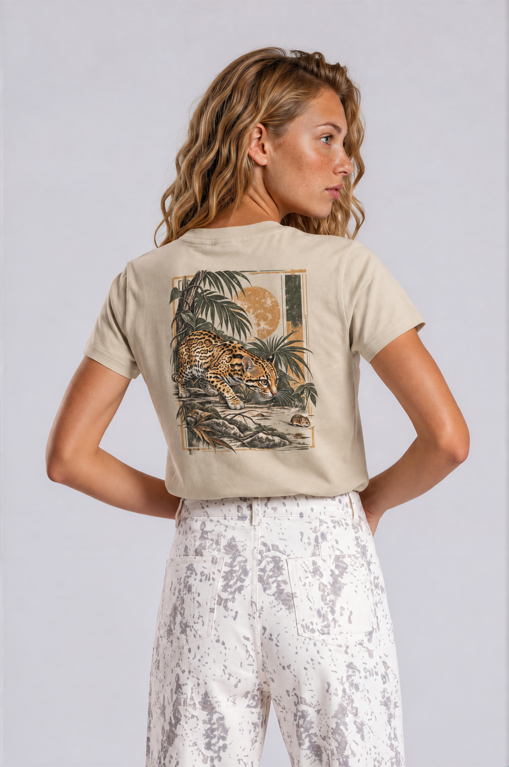 Ocelot Women's Slim Fit T-shirt - Khaki - back
