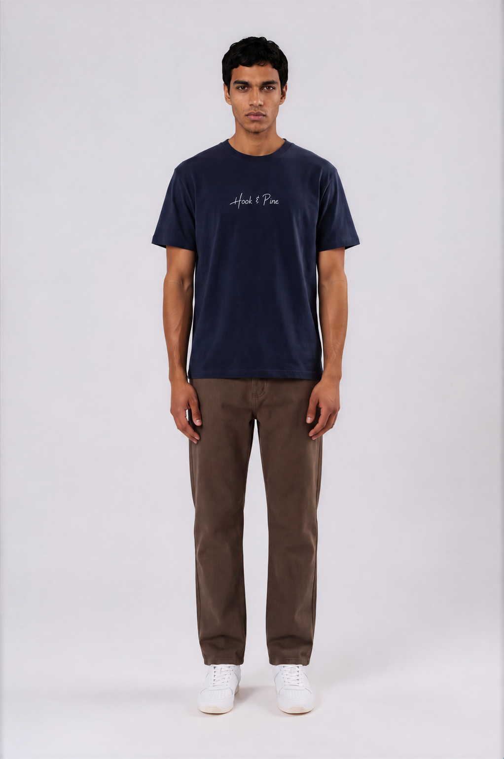Lightweight Cotton Classic Fit Tee - Navy Blue - front - m