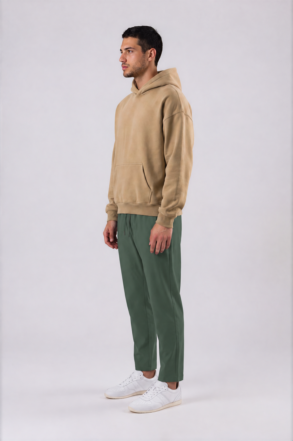 Lightweight Tapered Track Pants - Army Green - side