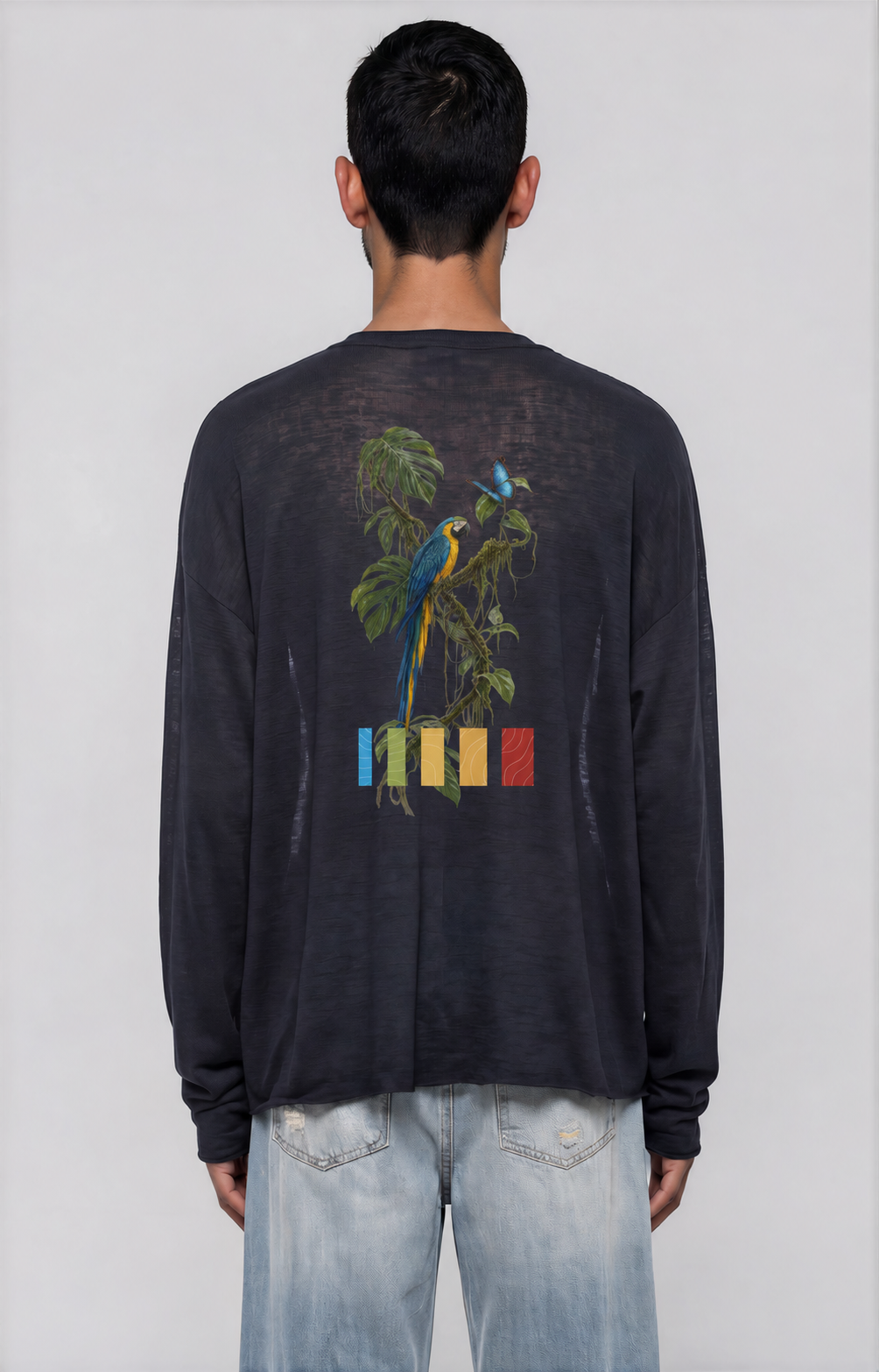 Macaw Lightweight Longsleeve - Navy Blue - back - m