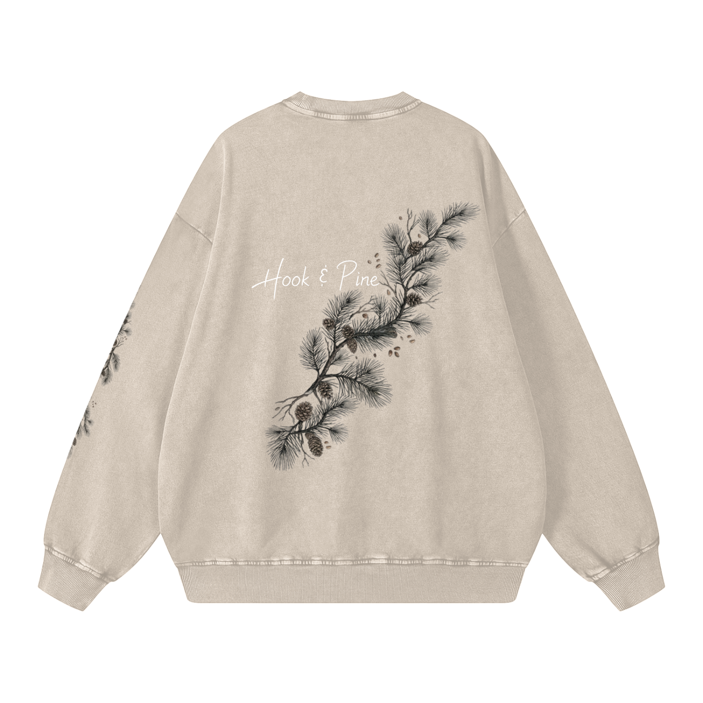 Pine Tree Snug-Collar Retro Crew