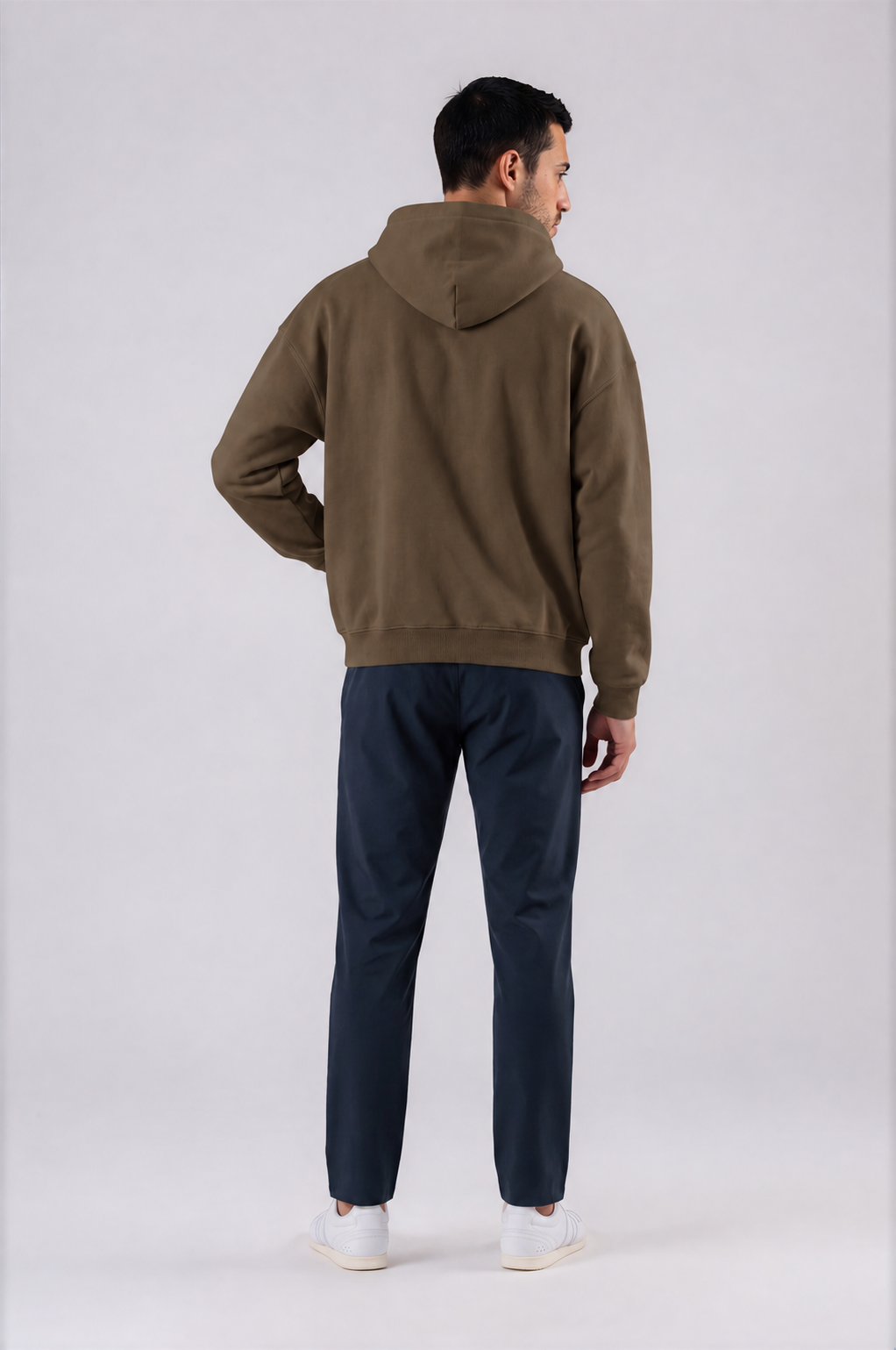 Logo Sleeve Oversized Hoodie - Brown - side - m