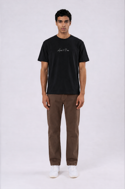 Lightweight Cotton Classic Fit Tee - Black - front