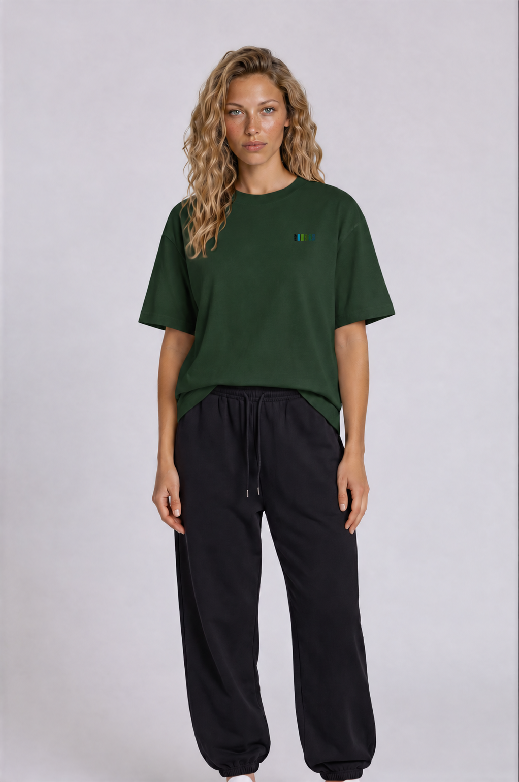 Essential Boxy Tee - Dark Green - front - w