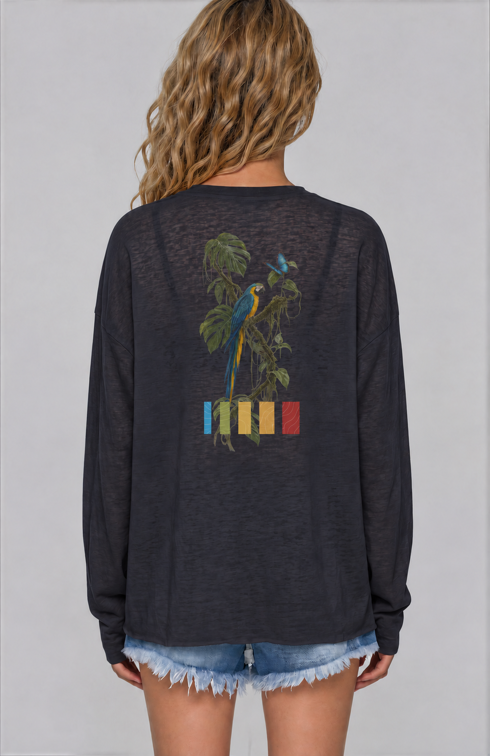 Macaw Lightweight Longsleeve - Navy Blue - back - w