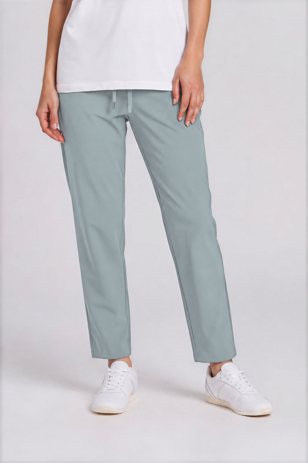 Lightweight Tapered Track Pants - Gray Blue - front detail
