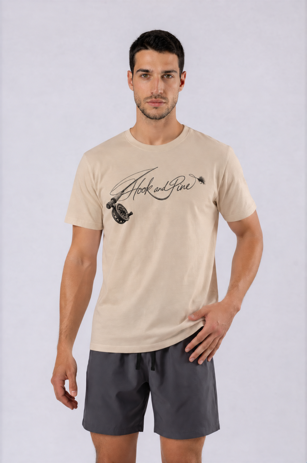 Fly Fishing Logo Tee - Khaki - front