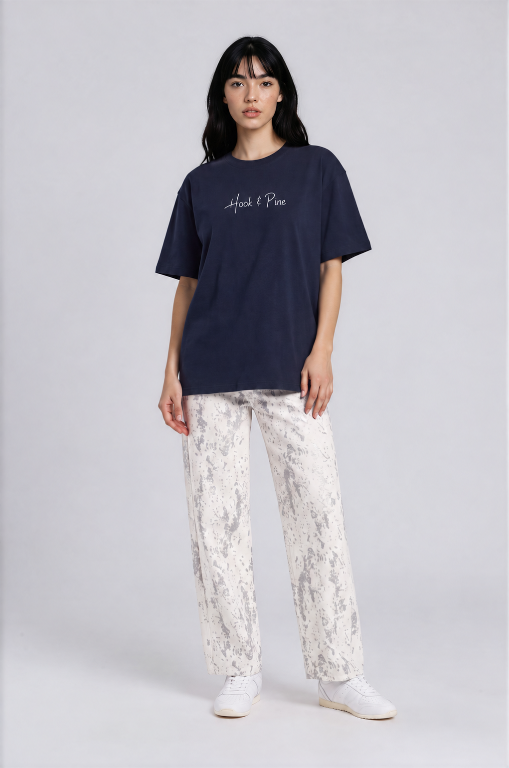 Lightweight Cotton Classic Fit Tee - Navy Blue - front - w