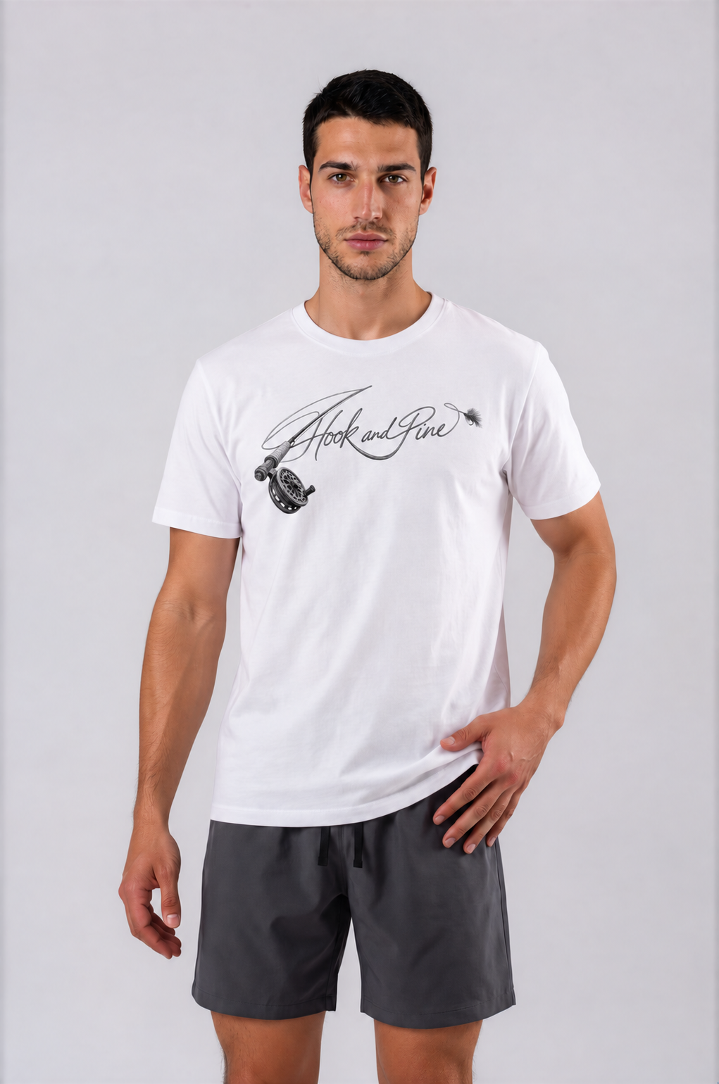 Fly Fishing Logo Tee - White - front