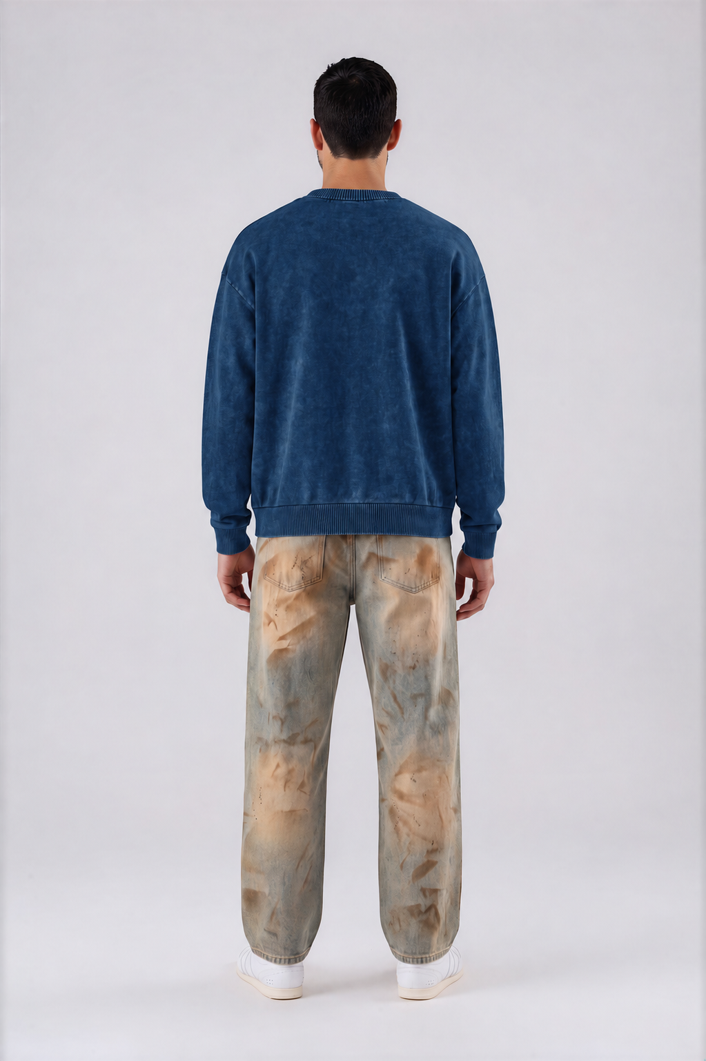 Men's Oversized Lightweight Sweater - Royal Blue - back - m