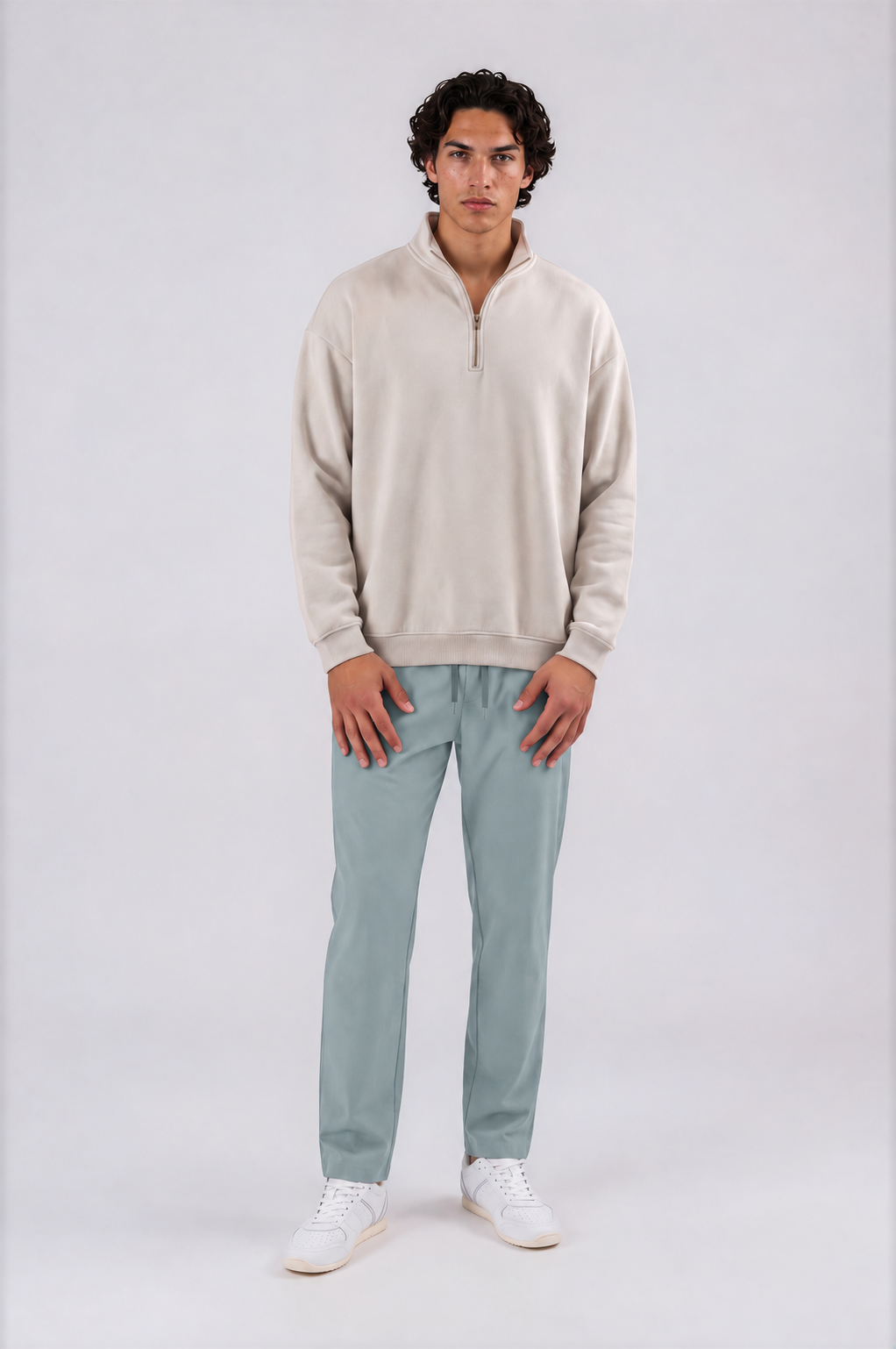 Lightweight Tapered Track Pants - Gray Blue - front
