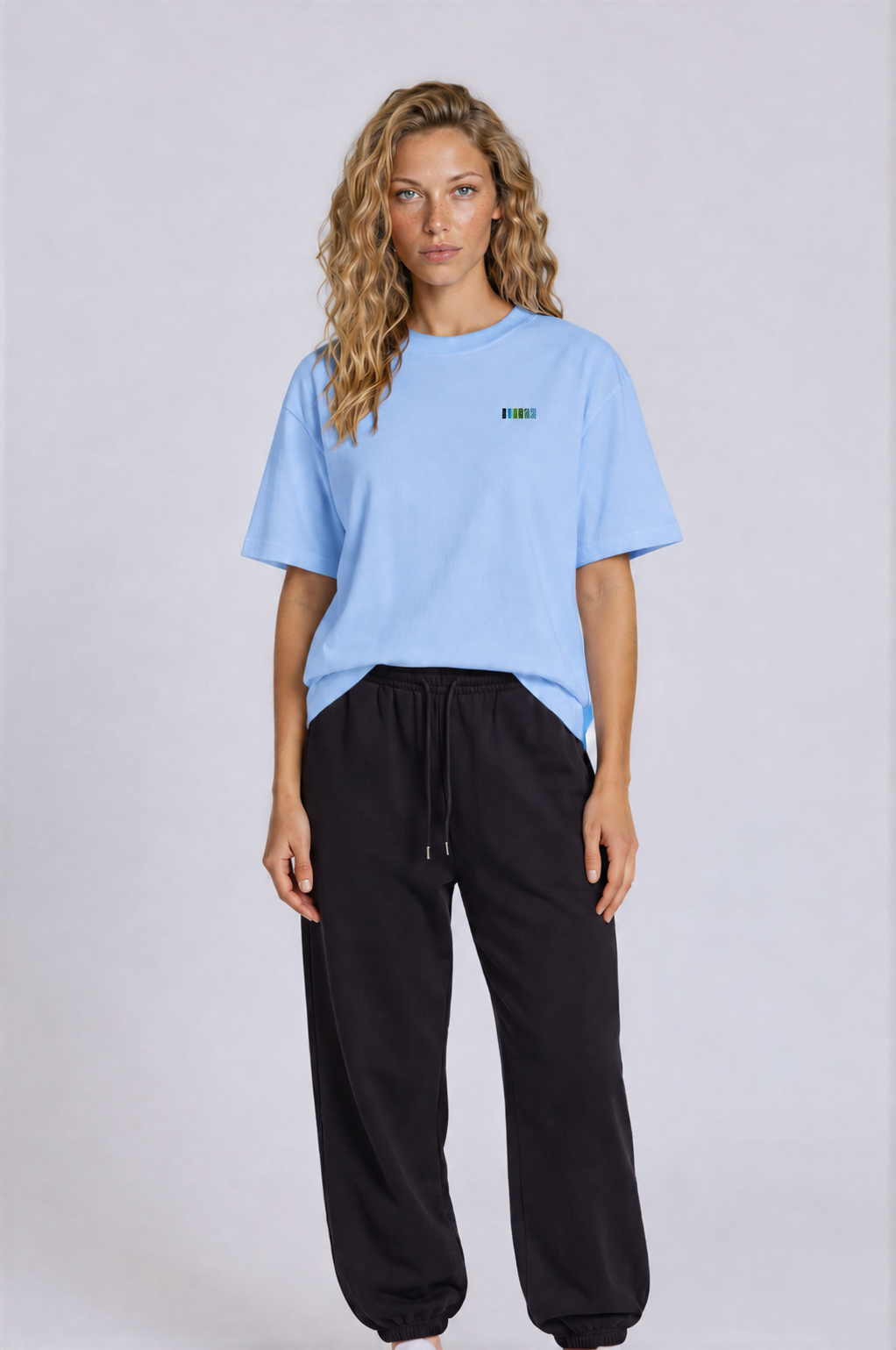 Essential Boxy Tee - Sky Blue - front - w