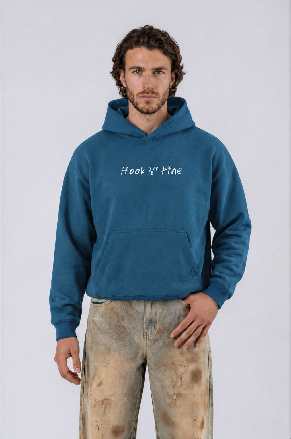 Spooky Logo Oversized Boxy Hoodie - Haze Blue - front - m