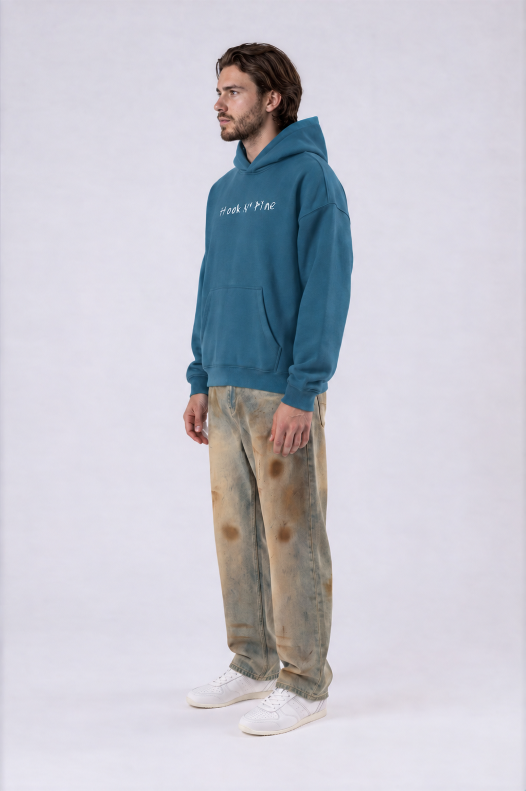 Spooky Logo Oversized Boxy Hoodie - Haze Blue - side - m