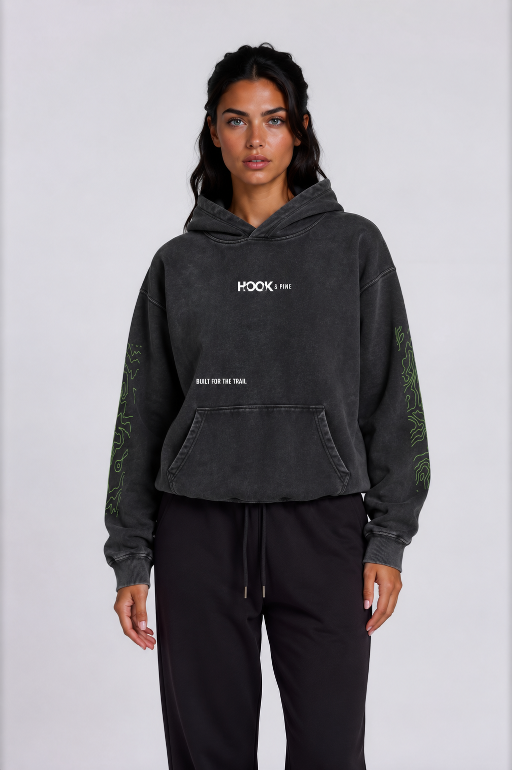 Heavyweight Topography Hoodie - Black - front