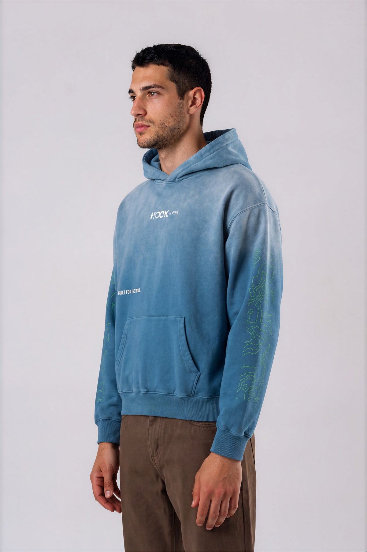 Heavyweight Topography Hoodie - Jeans Blue - side