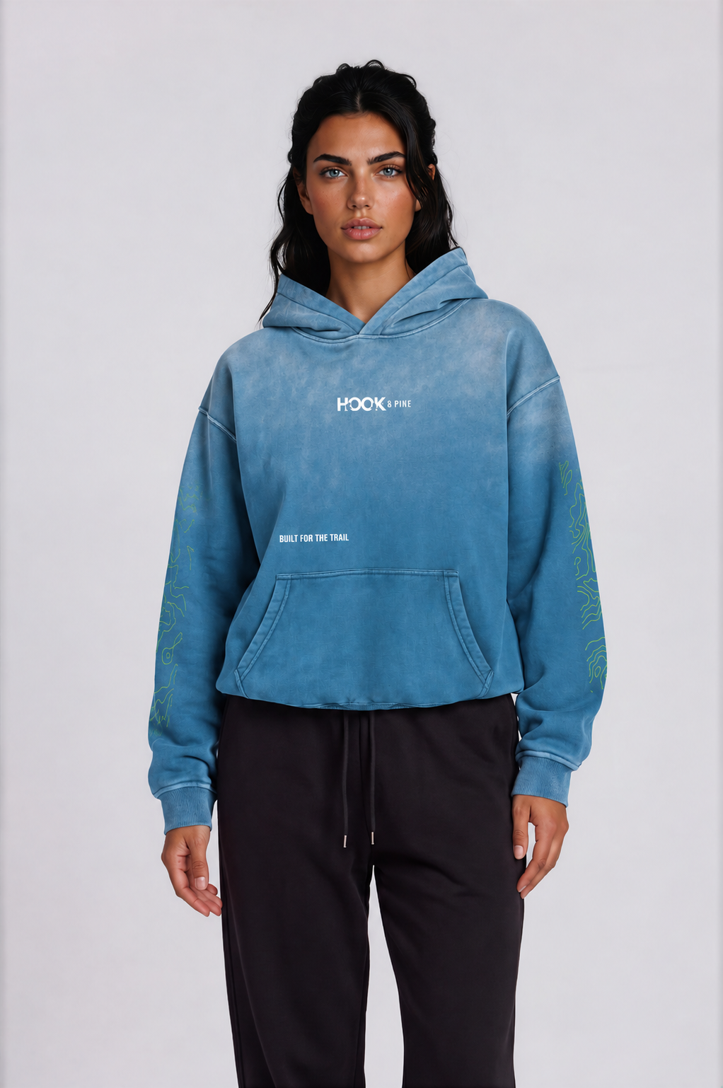 Heavyweight Topography Hoodie - Jeans Blue - front