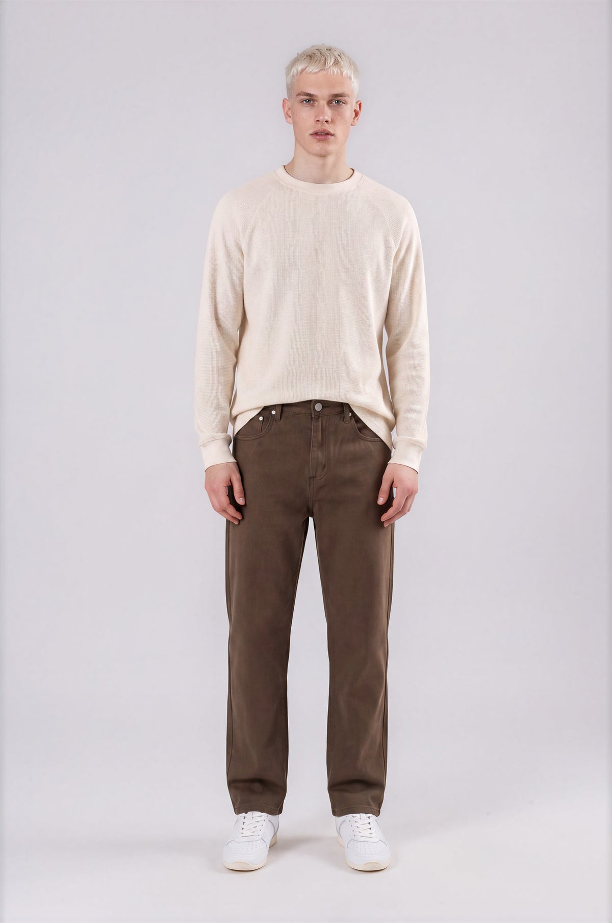 Men’s Vintage Wash Straight Leg Jeans - Brown - front - m